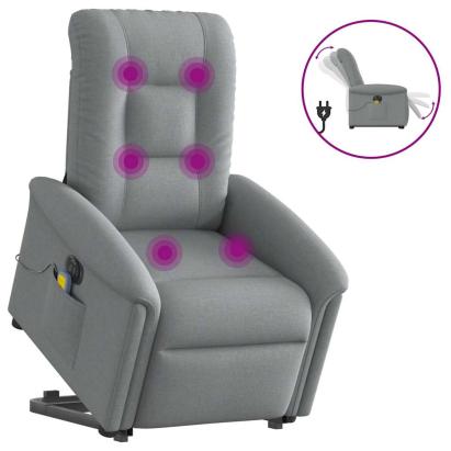 Fotoliu electric masaj rabatabil cu ridicare, gri închis textil GartenMobel Dekor