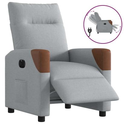 Fotoliu rabatabil electric, gri deschis, textil GartenMobel Dekor