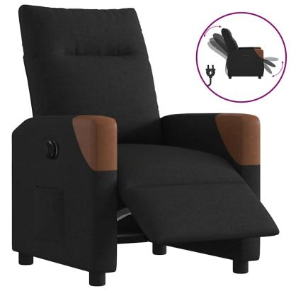 Fotoliu rabatabil electric, negru, material textil GartenMobel Dekor
