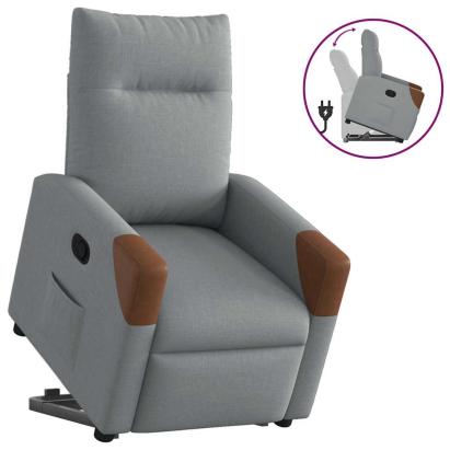 Fotoliu rabatabil cu ridicare, gri deschis, material textil GartenMobel Dekor