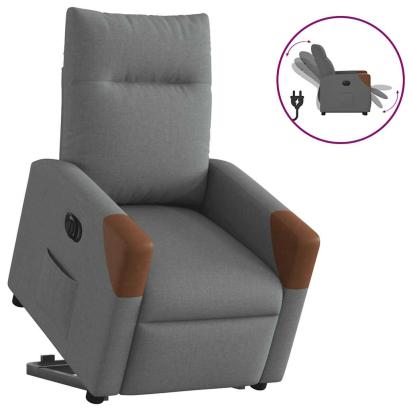 Fotoliu electric rabatabil cu ridicare, gri închis, textil GartenMobel Dekor