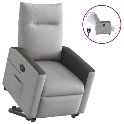 Scaun reclinabil electric, țesătură gri nor GartenMobel Dekor