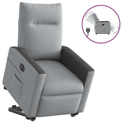 Fotoliu electric rabatabil cu ridicare, gri deschis, textil GartenMobel Dekor