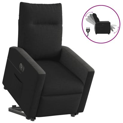Fotoliu electric rabatabil cu ridicare, negru, textil GartenMobel Dekor