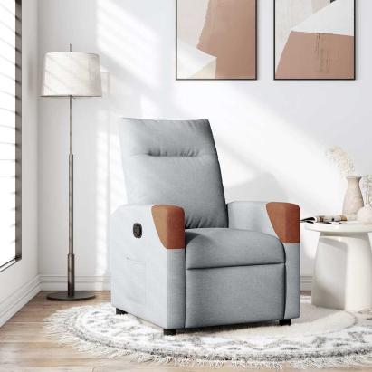 Fotoliu rabatabil, gri deschis, material textil GartenMobel Dekor