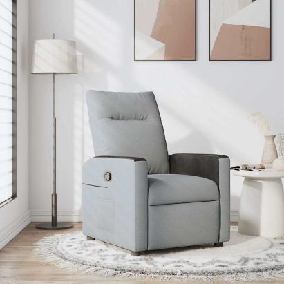 Fotoliu rabatabil, gri deschis, material textil GartenMobel Dekor