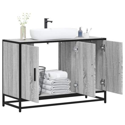Dulap pentru chiuvetă de baie gri Sonoma 90x33x60 cm lemn GartenMobel Dekor