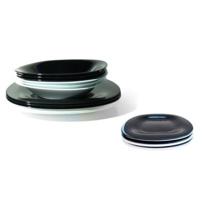 Set de masă CARINE 18 piese, alb-negru, farfurii, decor elegant pentru masă Handy KitchenServ