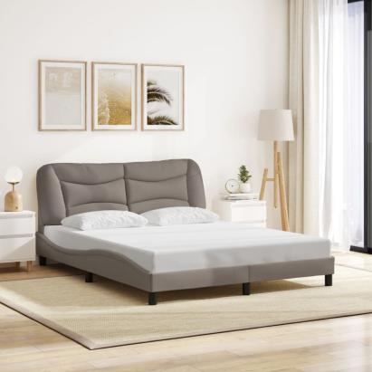 Cadru de pat fără saltea, gri taupe, 160x200 cm, textil GartenMobel Dekor