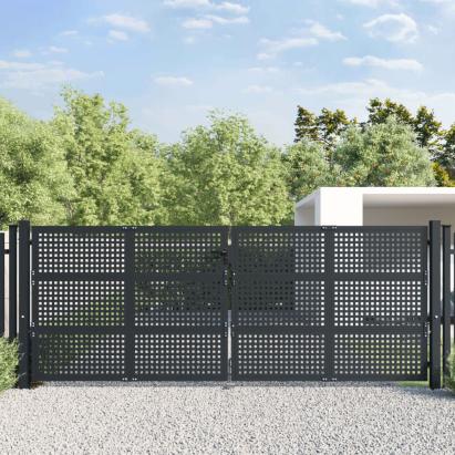 Poartă pentru grădină, antracit, 400x150 cm, oțel GartenMobel Dekor
