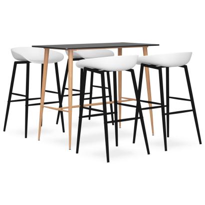 Set mobilier de bar, 5 piese, negru și alb GartenMobel Dekor