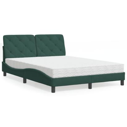 Pat cu saltea, verde închis, 140x190 cm, catifea GartenMobel Dekor