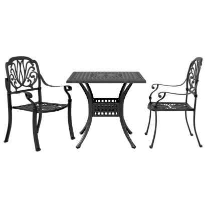 Set mobilier bistro, 3 piese, negru, aluminiu turnat GartenMobel Dekor
