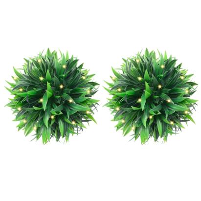Mingi artificiale din lemn de cimiș cu lumini LED 2 buc Verde GartenMobel Dekor