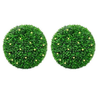 Mingi artificiale din lemn de cimiș cu lumini LED 2 buc Verde GartenMobel Dekor