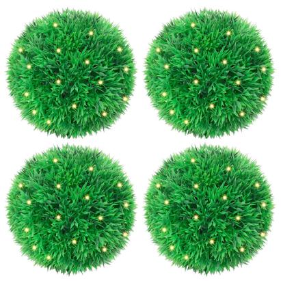 Bile artificiale din lemn de cimiș cu lumini LED 4 buc Verde GartenMobel Dekor