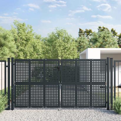 Poartă pentru grădină, antracit, 300x150 cm, oțel GartenMobel Dekor