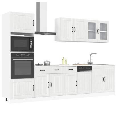 Set dulap de bucătărie 7 piese „Kalmar” alb lucios Lemn GartenMobel Dekor
