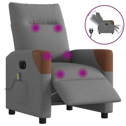 Fotoliu electric de masaj rabatabil, gri închis, textil GartenMobel Dekor
