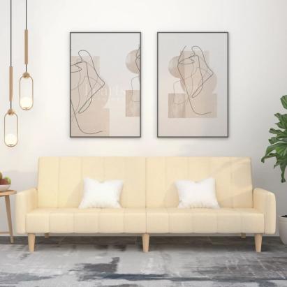 Canapea extensibilă cu 2 locuri, crem, material textil GartenMobel Dekor