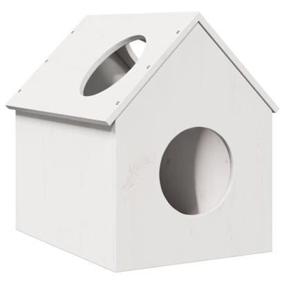 Casă pentru pisici albă 41x50x50 cm lemn masiv de pin GartenMobel Dekor