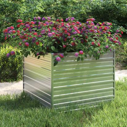 Strat înălțat de grădină argintiu 100x100x77cm oțel galvanizat GartenMobel Dekor