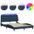 Cadru de pat cu lumini LED, albastru, 140x190 cm, textil GartenMobel Dekor