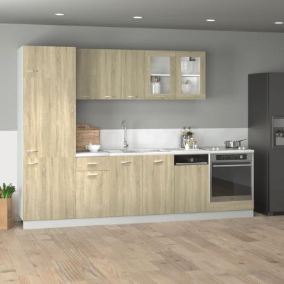 Set dulap de bucătărie, 8 piese, stejar sonoma, lemn prelucrat GartenMobel Dekor