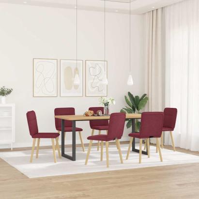 Scaune de bucătărie pivotante, 6 buc., roșu vin, textil GartenMobel Dekor