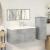 Set mobilier de baie, 4 piese, gri beton, lemn compozit GartenMobel Dekor