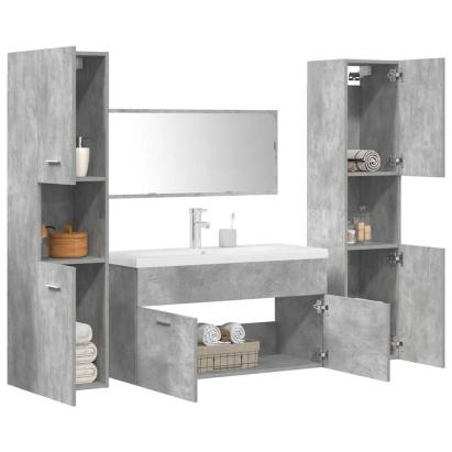 Set mobilier de baie, 5 piese, gri beton, lemn prelucrat GartenMobel Dekor
