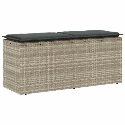 Bancă de grădină cu pernă Gri deschis 110x40x44 cm Poly Ratan GartenMobel Dekor