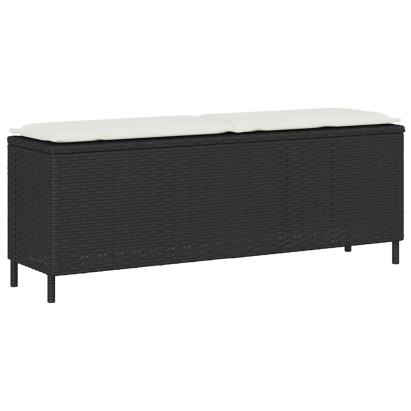 Bancă de grădină cu pernă neagră 110x30x40,5 cm Poly Rattan GartenMobel Dekor