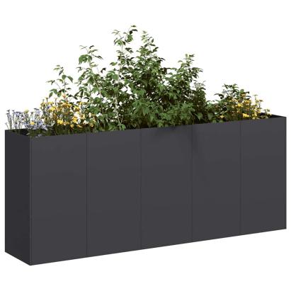 Jardinier negru 200x40x80 cm Oțel laminat la rece GartenMobel Dekor