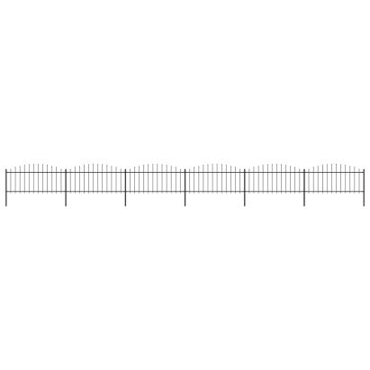 Gard de grădină cu vârf suliță, negru, 10,2 m, oțel GartenMobel Dekor
