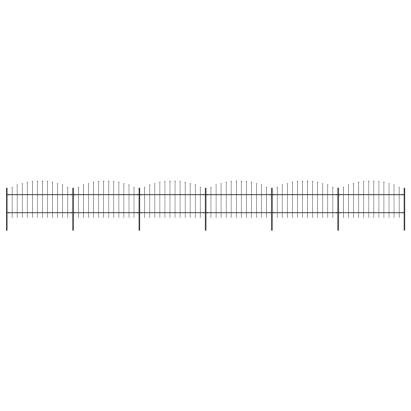 Gard de grădină cu vârf suliță, negru, 10,2 m, oțel GartenMobel Dekor