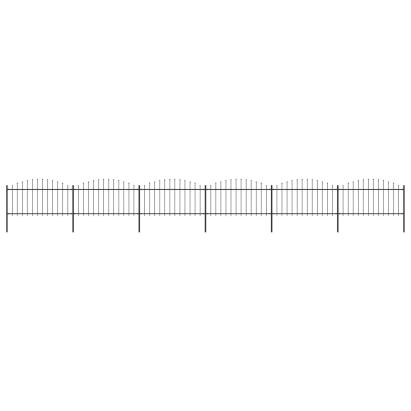 Gard de grădină cu vârf suliță, negru, 10,2 m, oțel GartenMobel Dekor