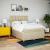 Pat box spring cu saltea, crem, 140x200 cm, textil GartenMobel Dekor