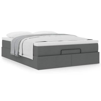Cadru pat otoman cu saltea țesătură gri închis 140x190cm GartenMobel Dekor