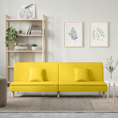 Canapea extensibilă, galben deschis, material textil GartenMobel Dekor