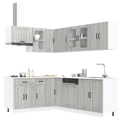 Set de dulapuri de bucătărie 11 piese „Lucca” lemn Sonoma gri GartenMobel Dekor