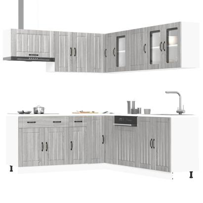 Set de dulapuri de bucătărie 11 piese „Lucca” lemn Sonoma gri GartenMobel Dekor