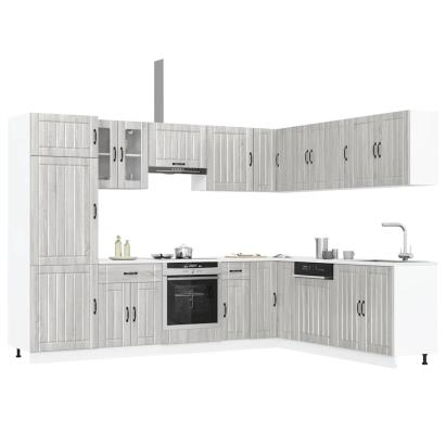 Set de dulapuri de bucătărie 14 piese „Lucca” lemn Sonoma gri GartenMobel Dekor