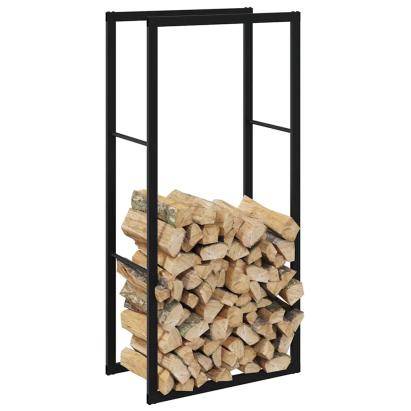 Rastel pentru lemne de foc, negru, 55x30x116 cm oțel GartenMobel Dekor