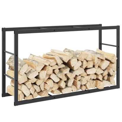 Rastel pentru lemne de foc, negru,110x30x61 cm, oțel GartenMobel Dekor