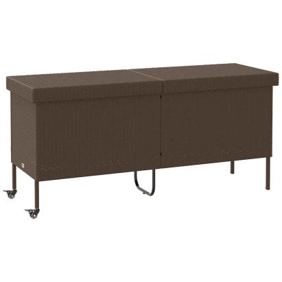 Ladă depozitare de grădină cu roți, maro 160x55x75 cm poliratan GartenMobel Dekor