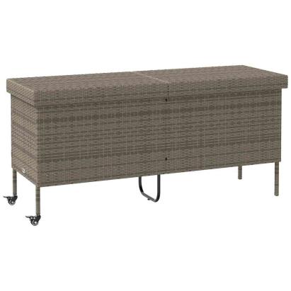 Ladă depozitare de grădină cu roți, gri 160x55x75 cm poliratan GartenMobel Dekor