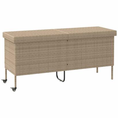 Cutie de depozitare grădină cu roți Bej 160x55x75 cm Poly Ratan GartenMobel Dekor