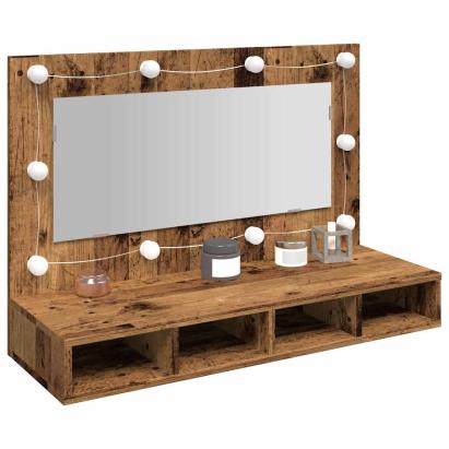 Dulap cu oglindă și LED, lemn vechi, 90x31,5x62 cm GartenMobel Dekor
