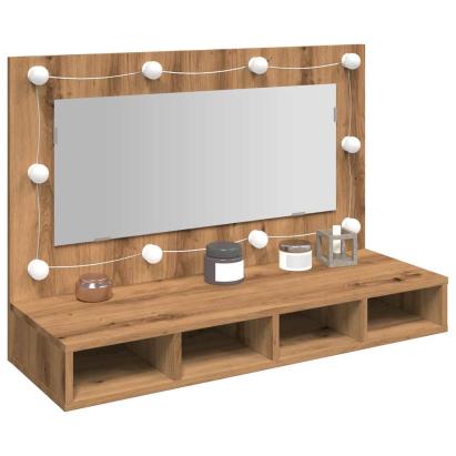 Dulap cu oglindă și LED, Artisan Stejar, 90x31,5x62 cm GartenMobel Dekor